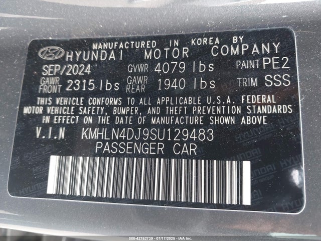 KMHLN4DJ9SU129483 Hyundai gdi kappa