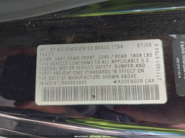 2006 VOLKSWAGEN GTI 9BWDE61J064002643 Photo 8