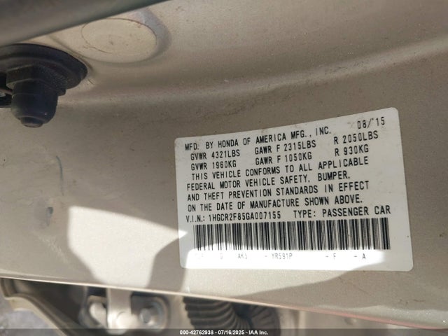 1HGCR2F85GA007155 Honda k24w1