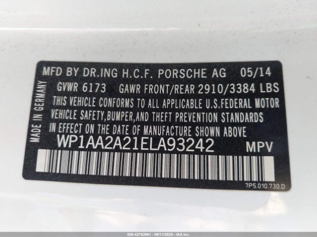 2014 PORSCHE CAYENNE WP1AA2A21ELA93242 Photo 8