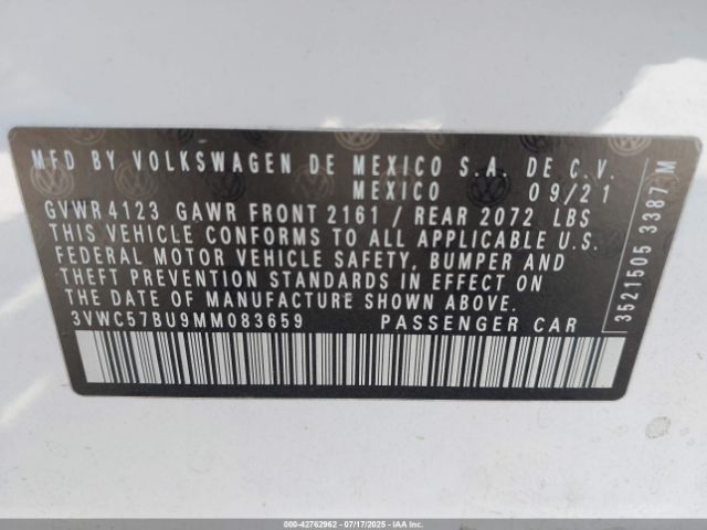 2021 VOLKSWAGEN JETTA 3VWC57BU9MM083659 Photo 8