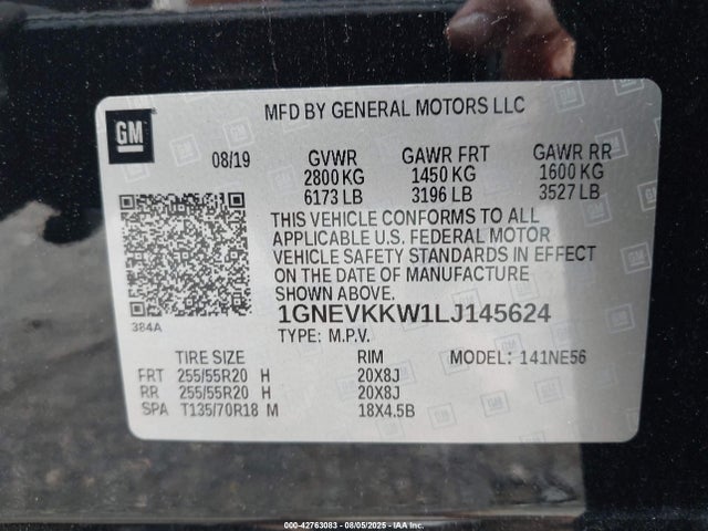 1GNEVKKW1LJ145624 Chevrolet lfy - spark ignited direct injection, atss, gen 1