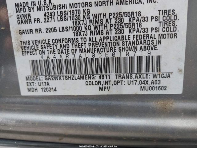 2013 MITSUBISHI OUTLANDER SPORT 4A4AR3AU0DE010719 Photo 8