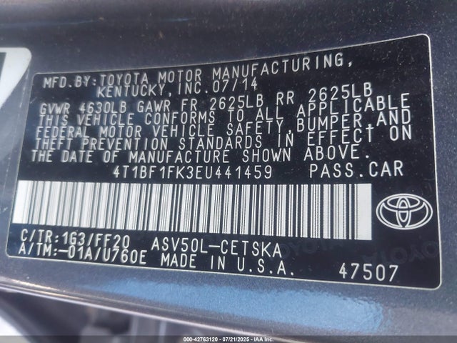 Toyota 2ar-fe 2014 4T1BF1FK3EU441459 Image 9