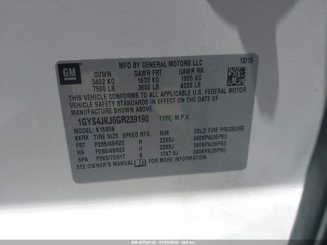 2016 CADILLAC ESCALADE ESV 1GYS4JKJ6GR239190 Photo 8