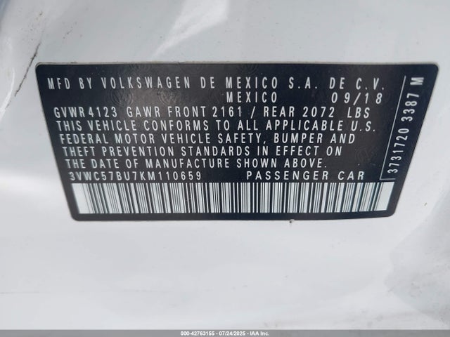 3VWC57BU7KM110659 Volkswagen 1.4 tsi