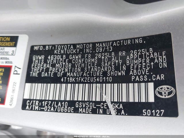 Toyota 2gr-fe 2014 4T1BK1FK2EU540110 Image 9