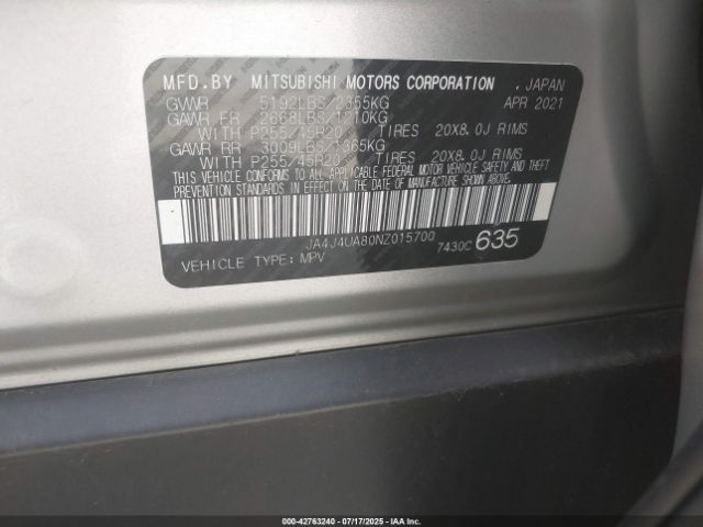 2022 MITSUBISHI OUTLANDER JA4J4UA80NZ015700 Photo 8