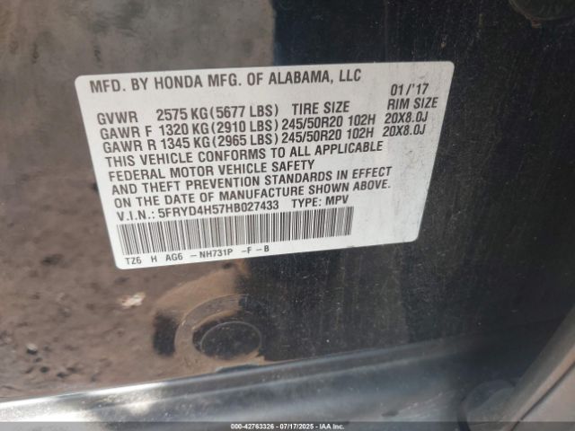2017 ACURA MDX 5FRYD4H57HB027433 Photo 8