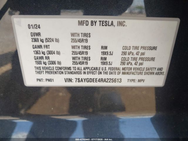 2024 TESLA MODEL Y 7SAYGDEE4RA225613 Photo 8