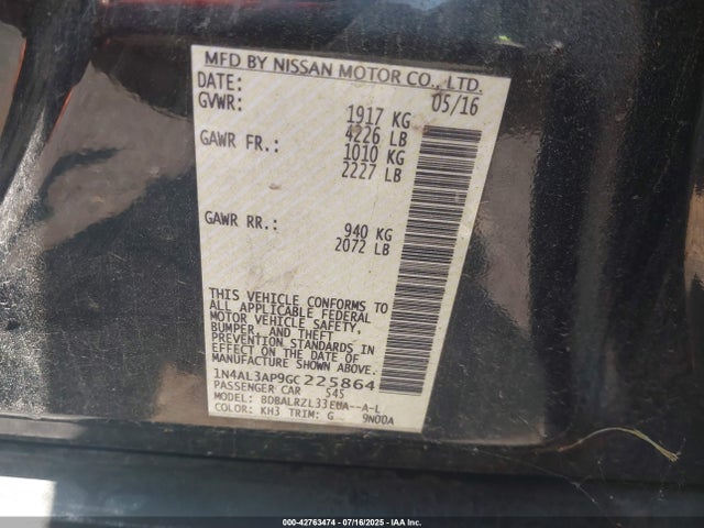 1N4AL3AP9GC225864 Nissan 2016