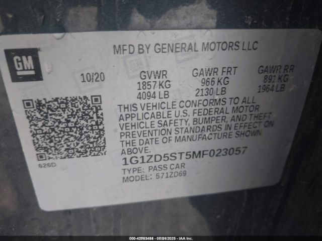 2021 CHEVROLET MALIBU 1G1ZD5ST5MF023057 Photo 8
