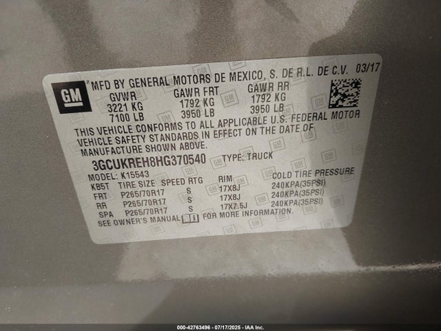 3GCUKREH8HG370540 Chevrolet lv3 - gen 5, sidi, vvt: variable valve timing, e85 max, alum
