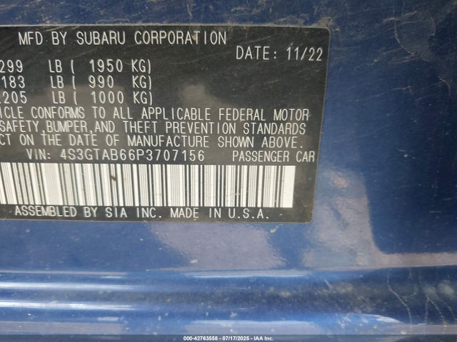 4S3GTAB66P3707156 Subaru na