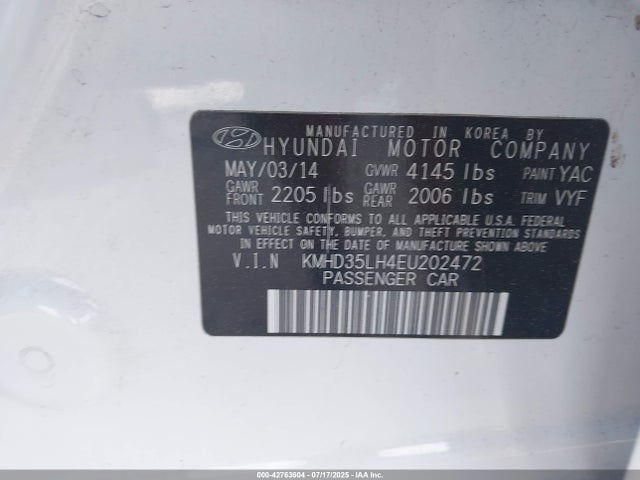 KMHD35LH4EU202472 Hyundai dohc gdi nu