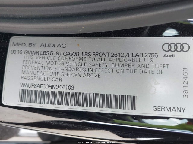 2017 AUDI A6 WAUF8AFC0HN044103 Photo 8