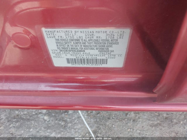 3N1CN7APXHL848049 Nissan 2017