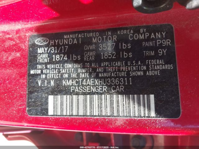 2017 HYUNDAI ACCENT KMHCT4AEXHU336311 Photo 8