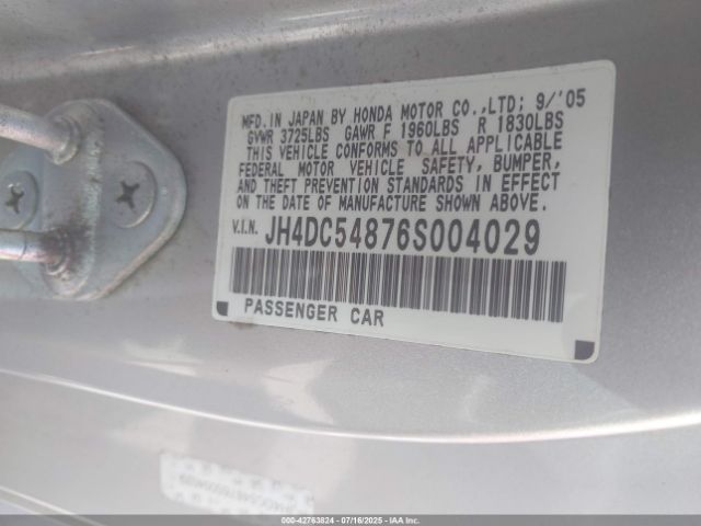 2006 ACURA RSX JH4DC54876S004029 Photo 8