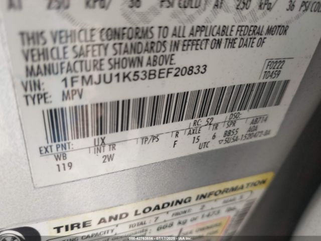 2011 FORD EXPEDITION 1FMJU1K53BEF20833 Photo 8