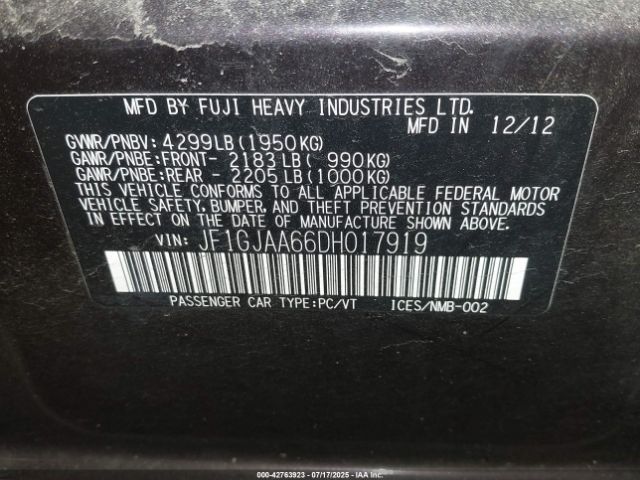 2013 SUBARU IMPREZA JF1GJAA66DH017919 Photo 8