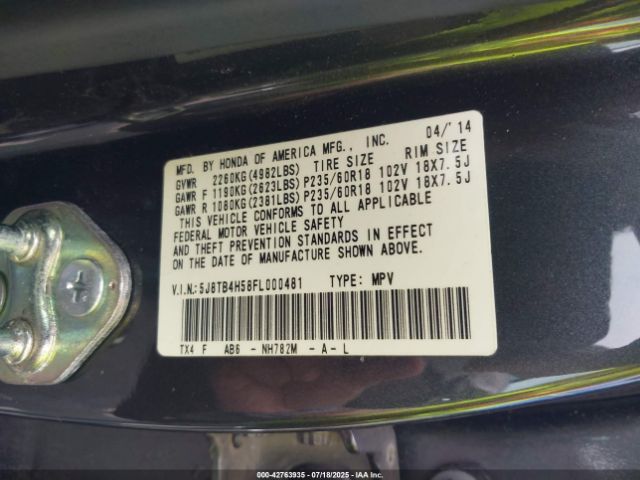 2015 ACURA RDX 5J8TB4H58FL000481 Photo 8