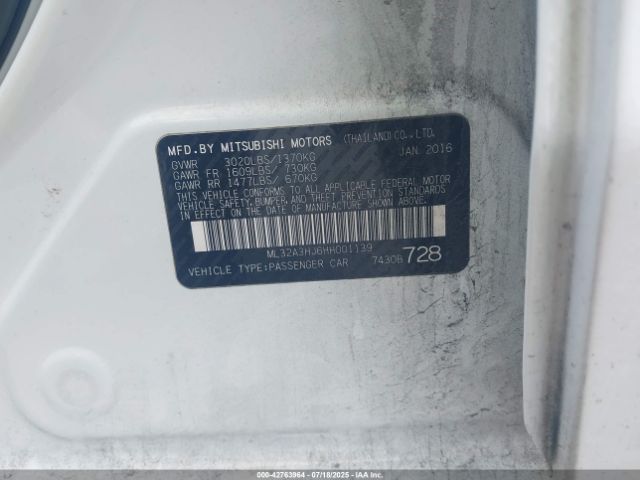 2017 MITSUBISHI MIRAGE ML32A3HJ6HH001139 Photo 8