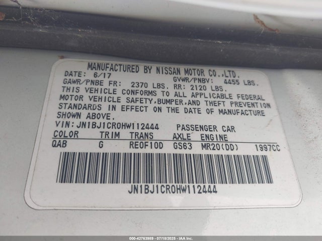 JN1BJ1CR0HW112444 Nissan 2017