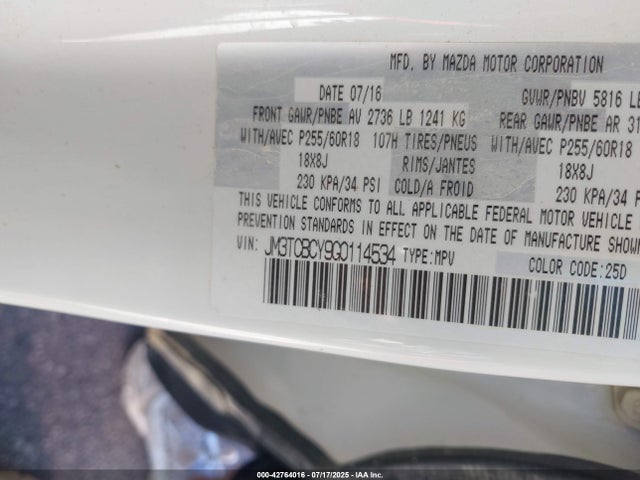 Mazda py 2016 JM3TCBCY9G0114534 Image 9