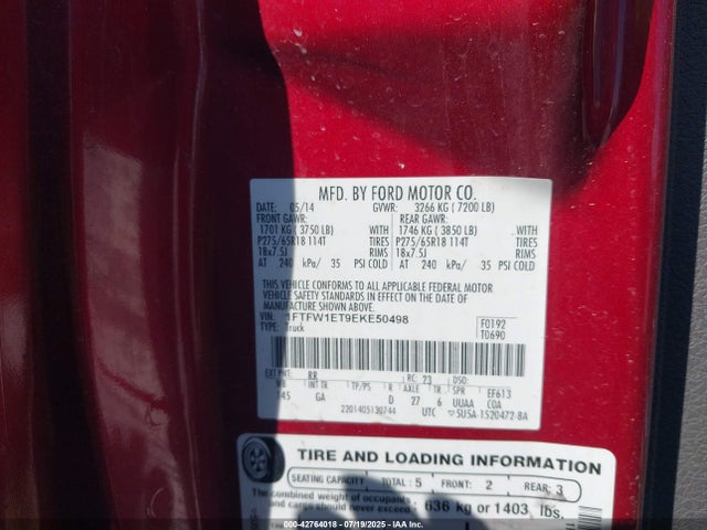 1FTFW1ET9EKE50498 Ford 2014