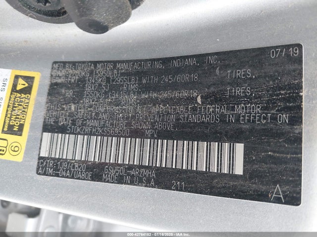 5TDKZRFH2KS569500 Toyota 2gr-fks