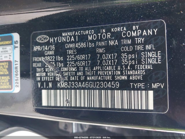 KM8J33A46GU230459 Hyundai Tucson