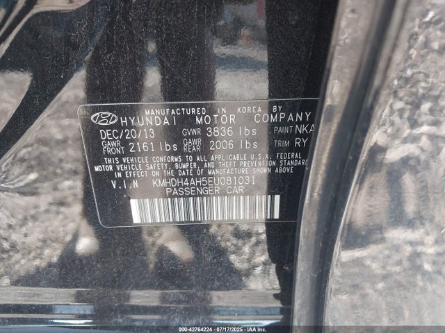 KMHDH4AH5EU081031 Hyundai dohc gdi nu