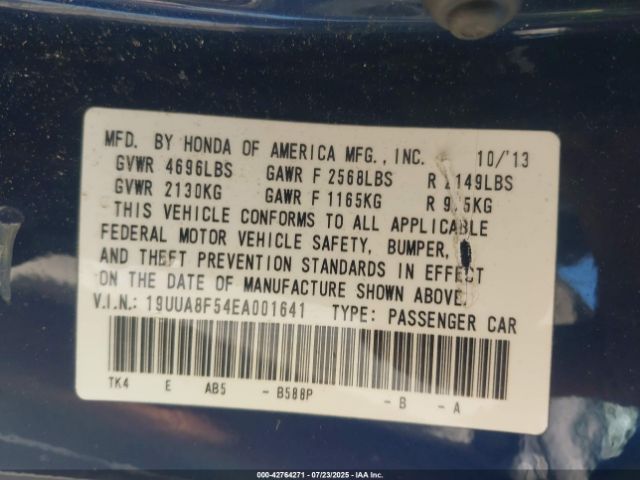 2014 ACURA TL 19UUA8F54EA001641 Photo 8
