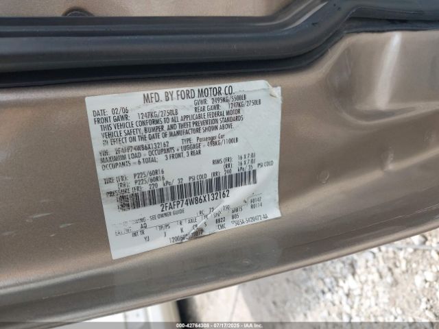 2006 FORD CROWN VICTORIA 2FAFP74W86X132162 Photo 8