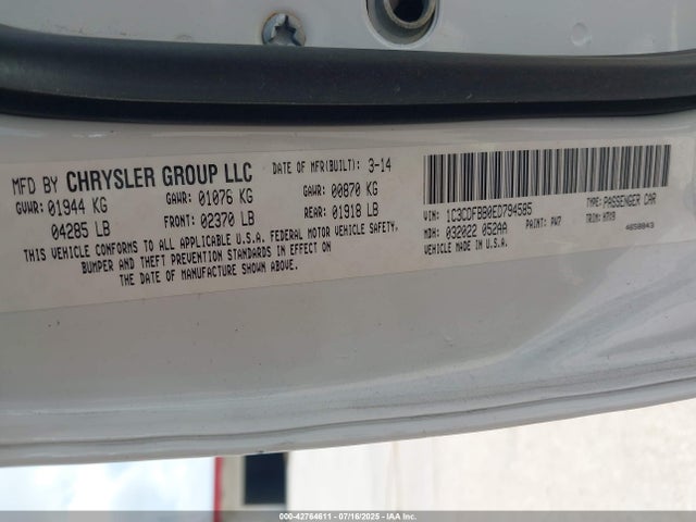 Dodge Dart 2014 1C3CDFBB0ED794585 Image 9