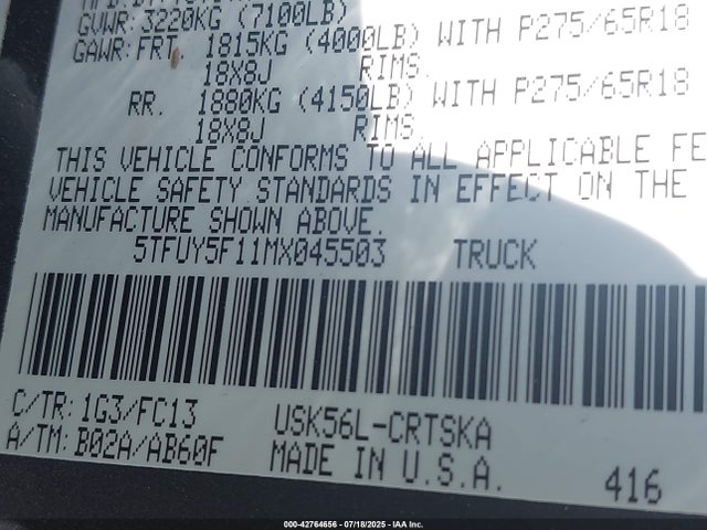 Toyota 3ur-fe 2021 5TFUY5F11MX045503 Image 9