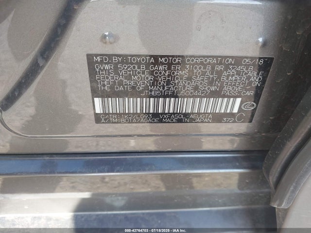 Lexus v35a-fts 2018 JTHB51FF1J5004427 Image 9