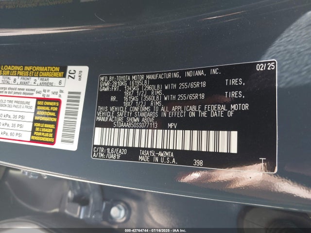 Toyota t24a-fts 2025 5TDAAAB50SS077113 Image 9
