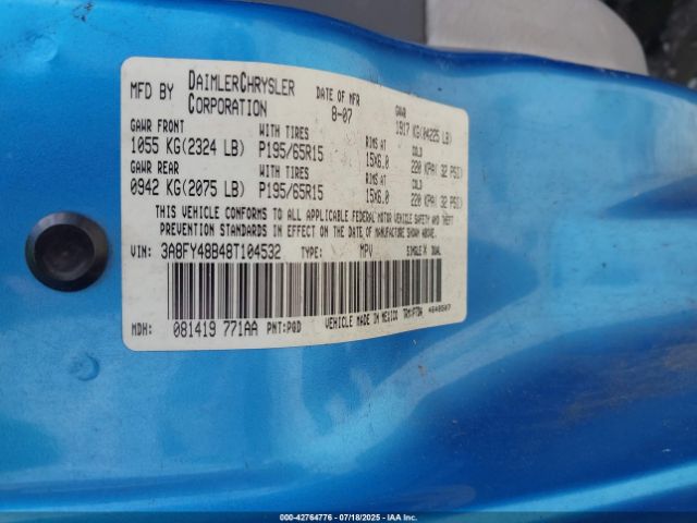 2008 CHRYSLER PT CRUISER 3A8FY48B48T104532 Photo 8