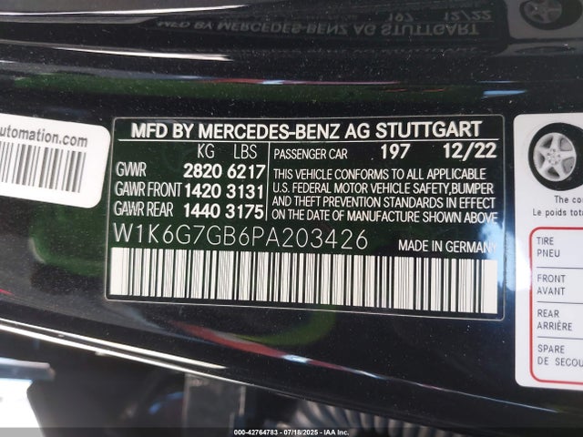 W1K6G7GB6PA203426 Mercedes-Benz m176