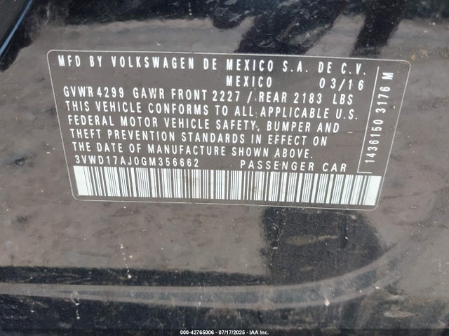 3VWD17AJ0GM356662 Volkswagen 1.8t