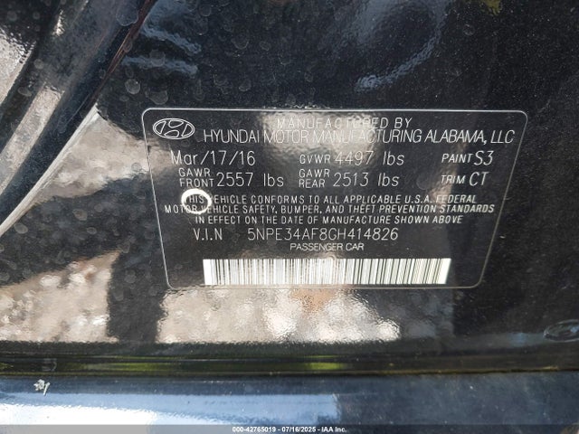 5NPE34AF8GH414826 Hyundai dohc gdi theta-ii