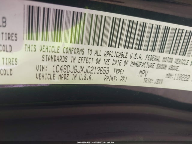 1C4SDJGJXJC213653 Dodge 2018