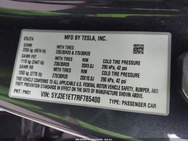 2024 TESLA MODEL 3 5YJ3E1ET7RF785400 Photo 8