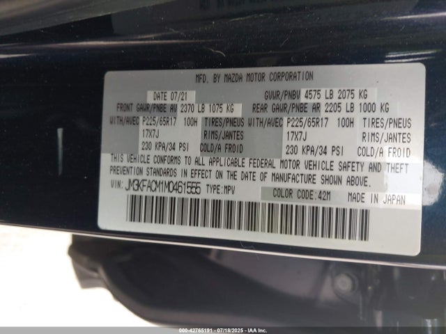 JM3KFACM1M0461555 Mazda py cylinder decativation
