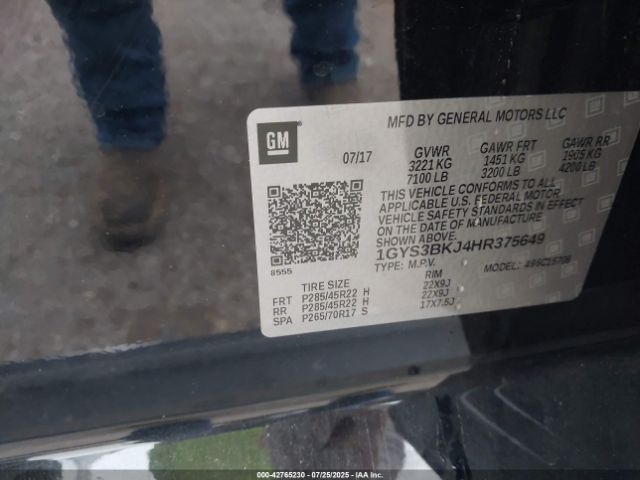 2017 CADILLAC ESCALADE 1GYS3BKJ4HR375649 Photo 8