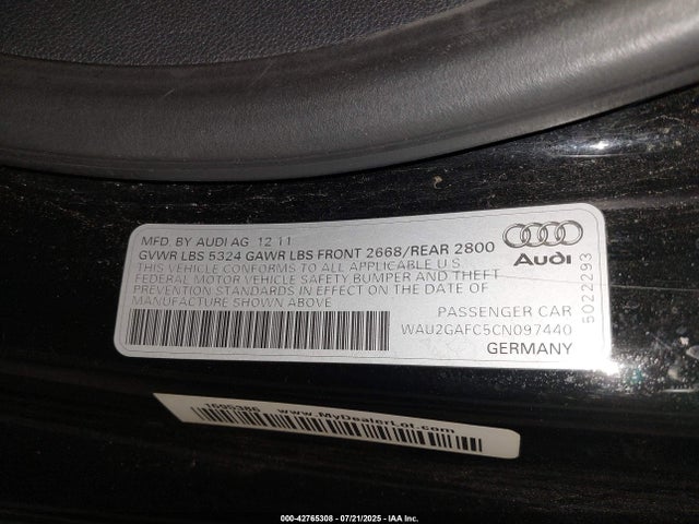 2012 AUDI A7 WAU2GAFC5CN097440 Photo 8