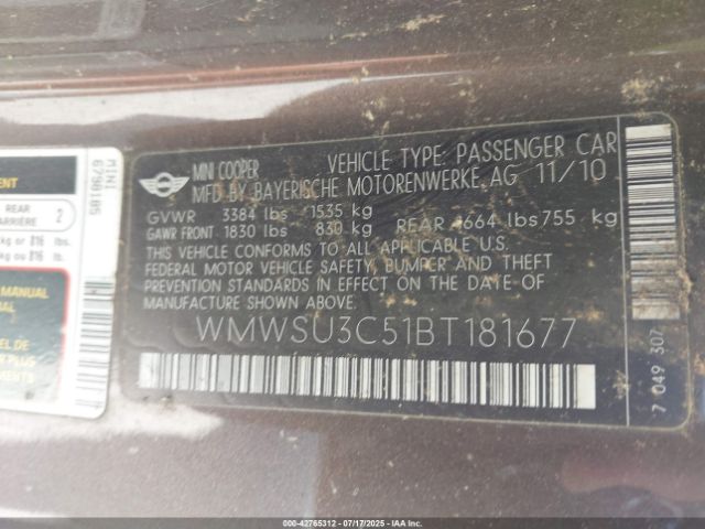 2011 MINI COOPER WMWSU3C51BT181677 Photo 8