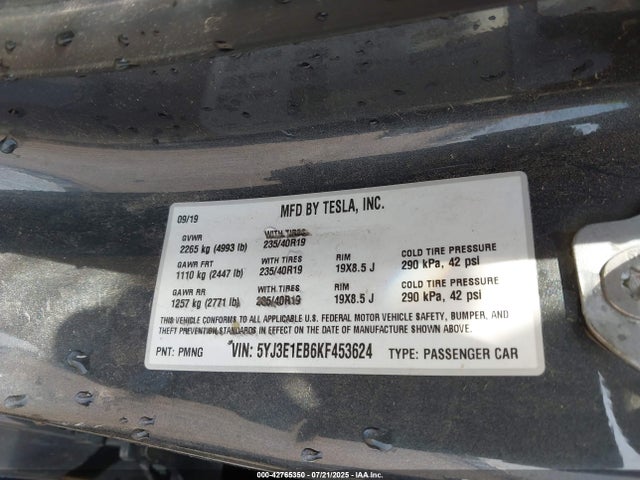 2019 TESLA MODEL 3 5YJ3E1EB6KF453624 Photo 8